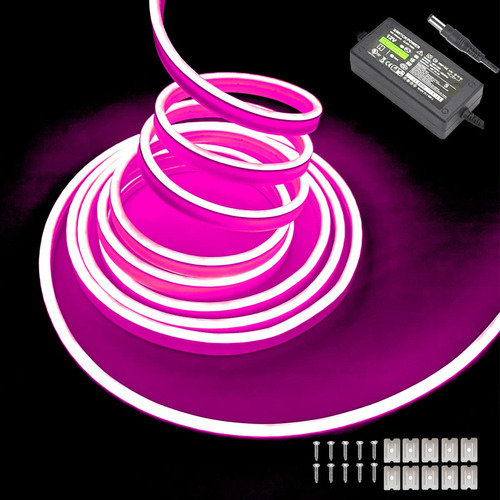 Tira Luz Led Neon Rosa 5m 12v Impermeable Para Decoracion