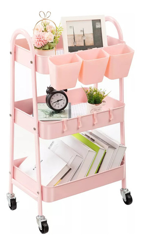 Carrito Organizador Multiusos De Metal De 3 Niveles Con Rued