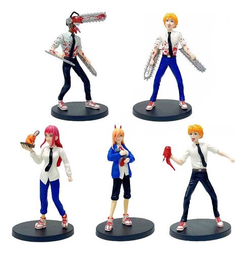 Chainsawman Denji Set X5 Figuras Gashapones Muñecos Juguetes