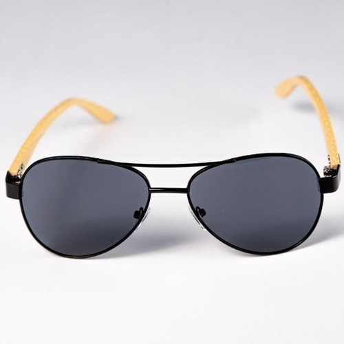 Lente De Sol Aviator Black Bambu