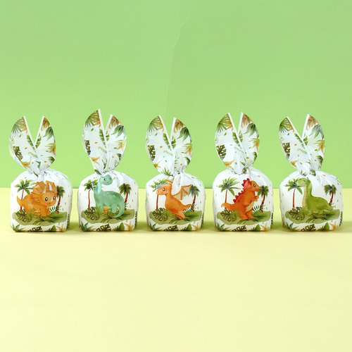 50 Bolsas De Dulces Orejas De Conejo Dinosaurio Cumpleaños