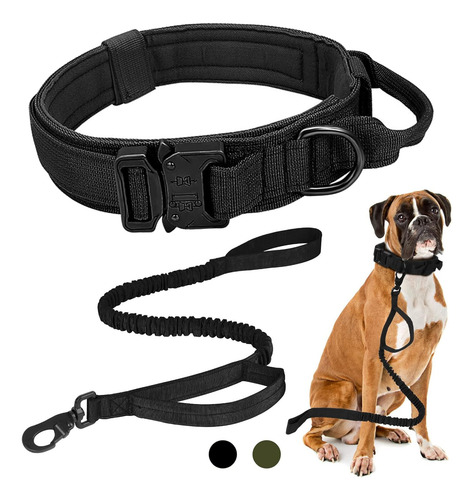 Juego De Collar Y Correa Táctica Para Perro, Correa Elástica