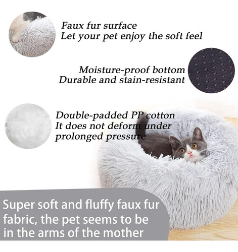 Nido De Gato Cama Antiestrés Super Cómodo Cojín Peluche 60cm