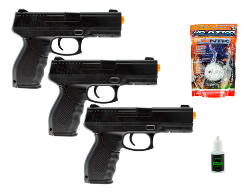 Promoção 3 Pistolas Airsoft Mola 24/7 + Pacote Bbs + Brinde