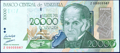 Billete De 20000 Bolívares Z8 Agosto 24 1998 Simón Rodríguez