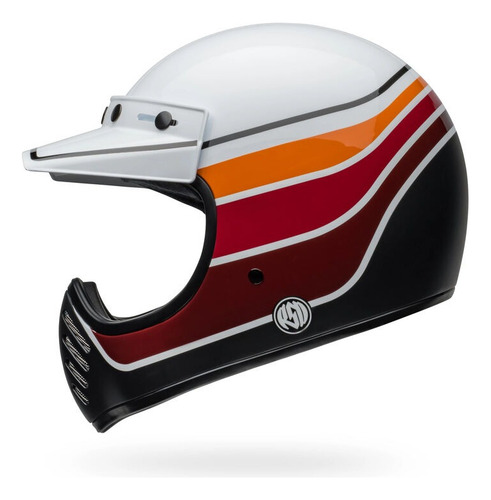 Casco Moto Bell Moto-3 Integral Sin Visor Fibra De Vidrio Naranja Rsd Saddleback Satin/gloss White/black Xl