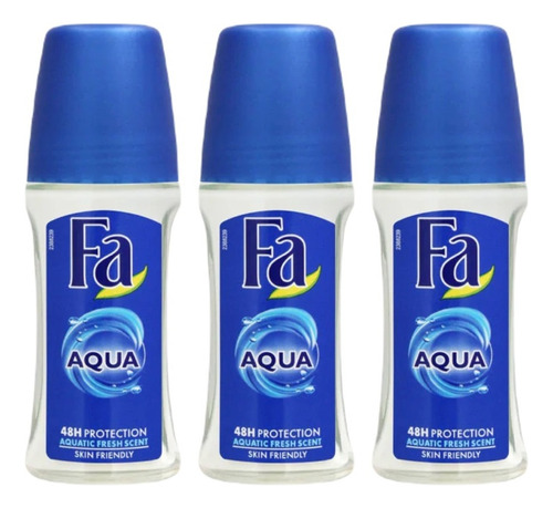 Kit 3 Desodorante Fa Aqua Roll-on Masculino 50ml