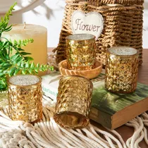 Comprar Portavelas Votivas Doradas, 24 Portavelas De Luz De Té Para