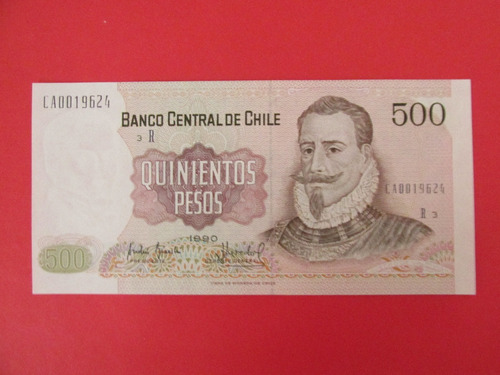 Billete Chile 500 Pesos Bianchi-acevedo Reposicion 1990 Unc