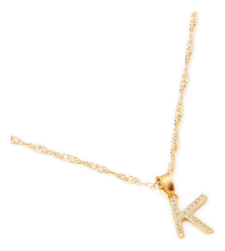 Dije Inicial / Letra K Mini Con Zirconia Chapa De Oro 18k Color Dorado