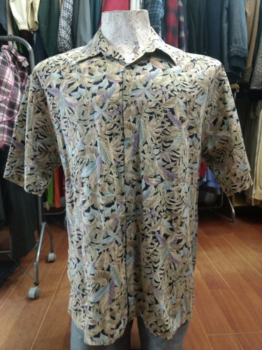 Camisa Hawaiana Full Estampado Flores Xl Algodón