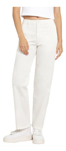 Pantalón Mujer Weekend High Straight Fit Blanco Dockers