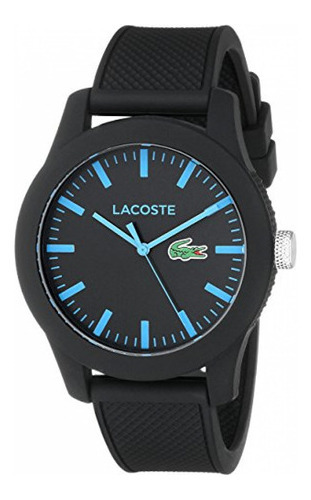 Reloj Lacoste L1212 Unisex Silicona 43mm Quartz 2010791 Color de la correa Negro