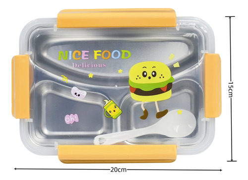 Lonchera Infantil Con Compartimentos Y Cuchara Con Dibujos