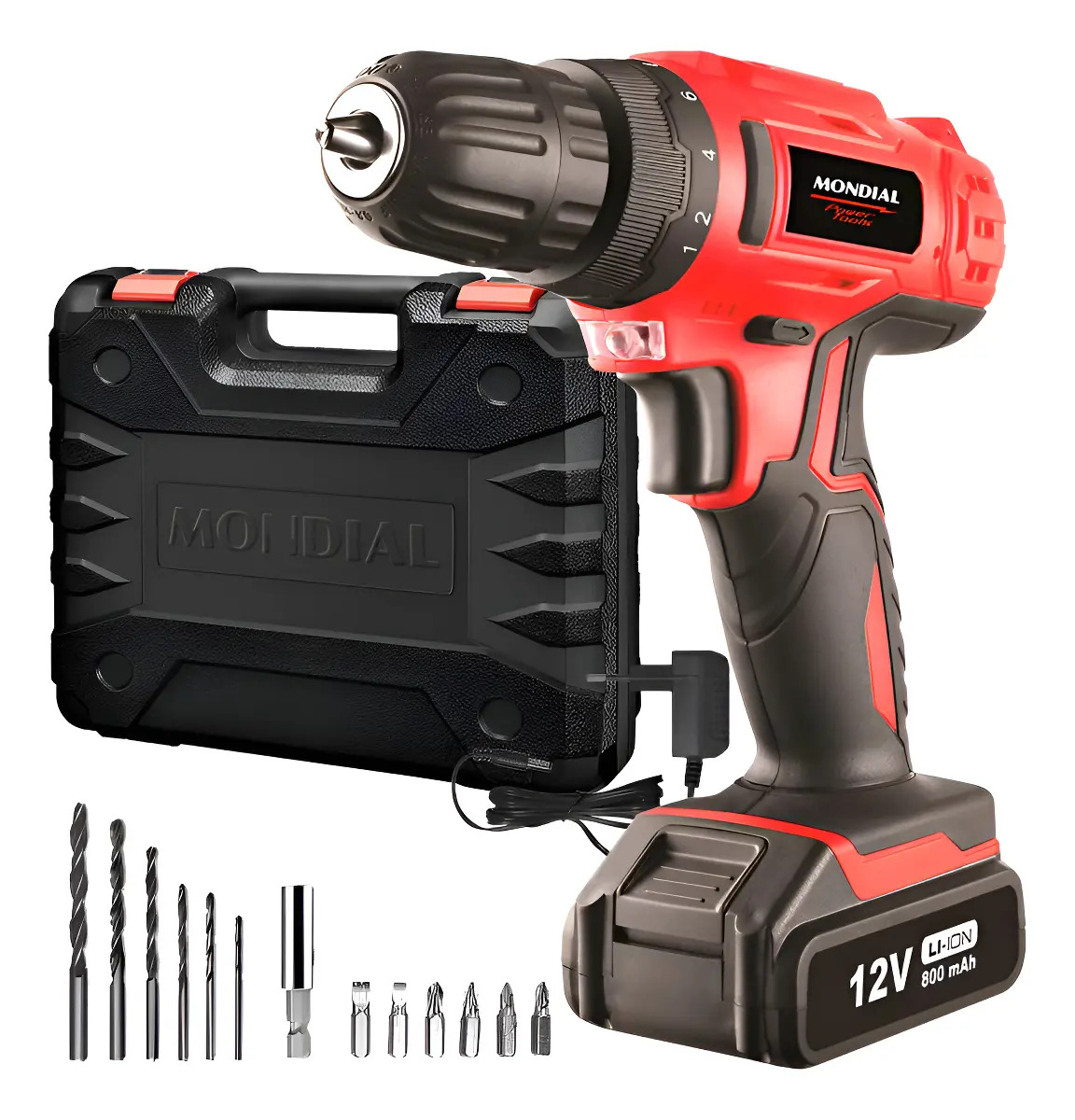 Furadeira Parafusadeira Mondial Fpf-06m  12v Bivolt Vermelho Bivolt