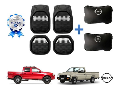 Tapetes Carbon 3d + Par Cojines Nissan Pickup 1990 A 2002