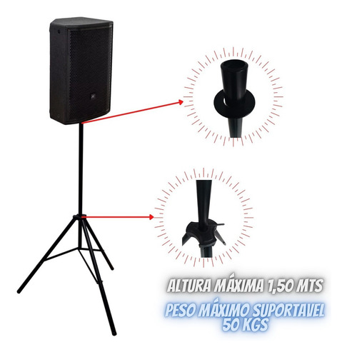 Imagem 3 de 4 de Kit 2 Tripé Suporte Pedestal Caixa Som Ajust. Ativa Passiva