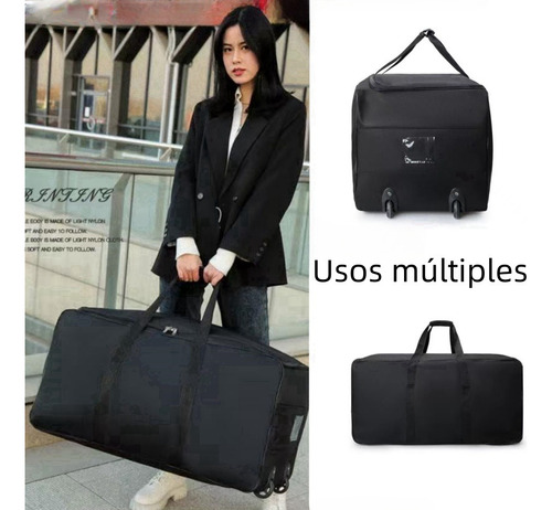 Maleta Con Ruedas De Viaje Deportiva Negro Para Hombre Mujer Negro Maleta Plegable