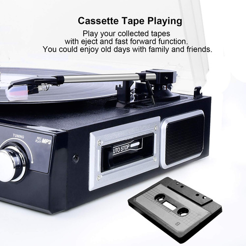 Tocadiscos Digitnow, Casete Bluetooth De Vinilo A Mp3, Color