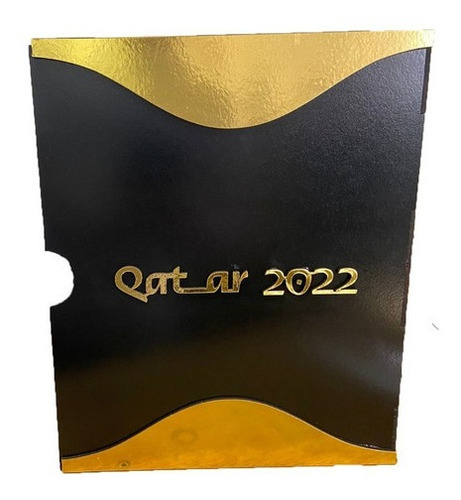 Porta Álbum Dourado E Preto Mdf Copa Do Mundo Qatar 2022