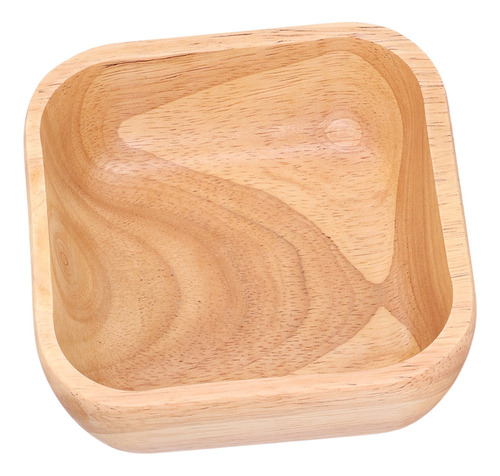 Ensaladera De Madera De Caucho Hecha A Mano Con Estilo Cuadr