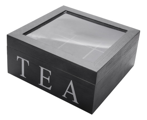 Caja De Té De Madera Con 9 Rejillas Para Guardar Bolsas De T