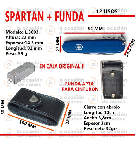 Imagen 3 de 7 de Victorinox Spartan Suiza Cortaplumas 12 Usos + Regalo Funda