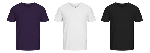 Conjunto De 3 Playeras Basicas Outfit Comodo Cuello V
