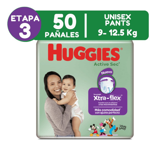 30 Pañales Huggies Active Sec Pants Etapa 3