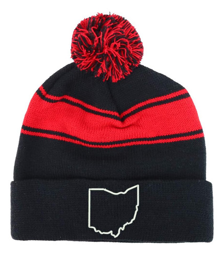 Trendy Shop Gorro Beanie Largo A Rayas Con Pompón De Dos Ton
