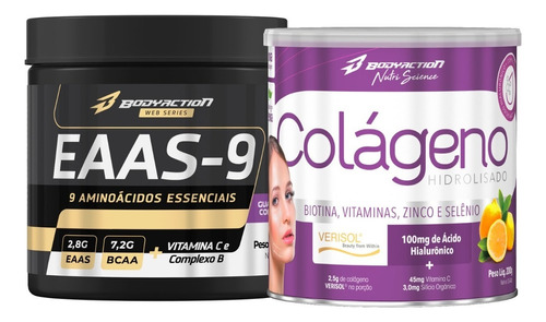 Eaas-9 225g + Colágeno Hidrolisado Tipo 1 200g Bodyaction Sabor Limão Com Clorofila