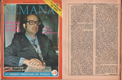 Revista Semana 319 De 1974 Congreso  Petroleo Gehard Cartay 