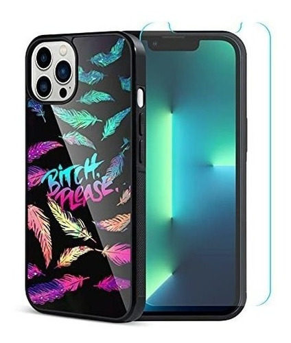 Funda Compatible Con iPhone 13 Pro Max Diseño Plumas Colores