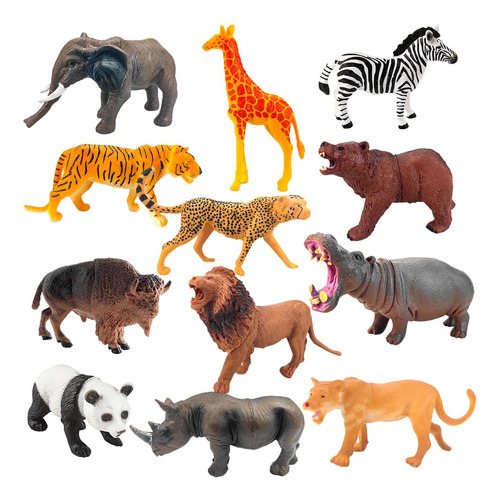 Figuras De Animales De Safari, 12 Piezas, Figuras Realistas.