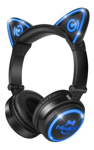 Auriculares Mindkoo Bluetooth Over-ear Inalambrico Cat Ear Con Led Light Plegable Microfono Incorporadorofono Y Volume C