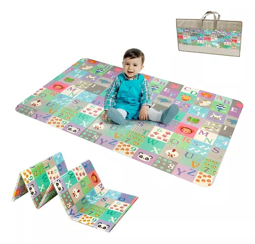 Alfombra de juego para bebé, 79 x 59 pulgadas para bebé, tapete de juego  plegable reversible para suelo, tapete de juego para niños, tapete de juego