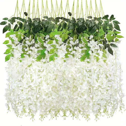 12 Flores Falsas, Flores Artificiales De Glicina Para Decora