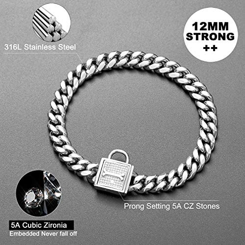 Pradog Collar De Cadena Para Perro Con Bloqueo De Circonita