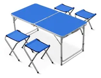 Comprar Mesa Plegable Aluminio Camping Playa + 4 Bancos 120cm