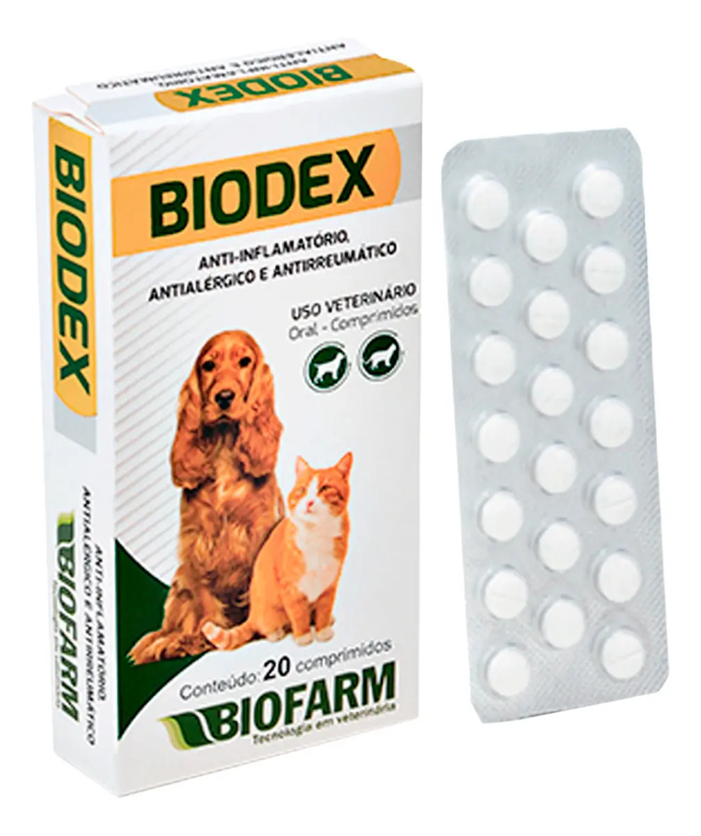 Biodex Biofarm Anti-Inflamatório Antialérgico Para Cães e Gatos 120 mg