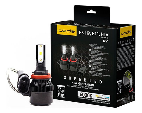 Lampada Super Led H8 H9 H11 H16 6000k 6400 Lumens Code New