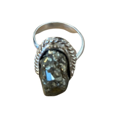 Anillo Con Piedra Pirita, Ajustable