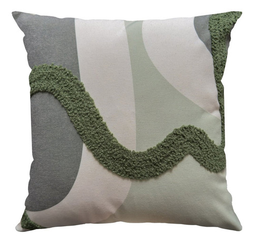 Capa Donatella Bordada 43 Cm X 43 Cm Verde / Cru Bj