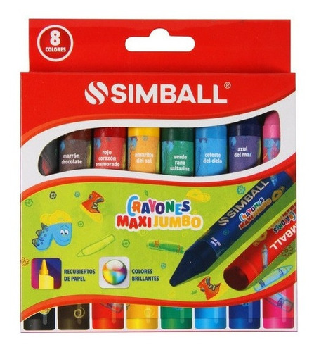 Crayones De Cera Simball Maxi Jumbo X 8 Colores