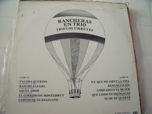 Lp Trio Los Virreyes, Rancheras En Trio (Usado)