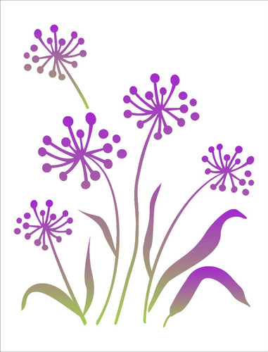 Stencil Simples Flor De Alho Opa1419 32x42