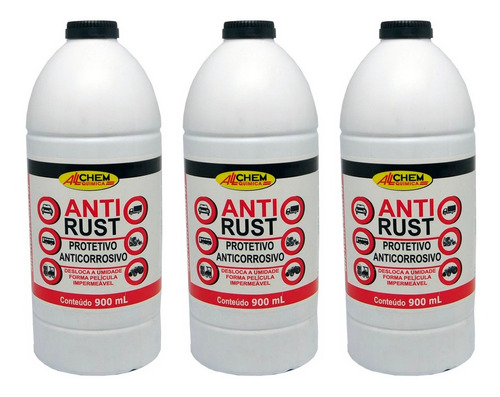Anti Rust Anticorrosivo Impermeável Allchem 900ml 3 Unidades
