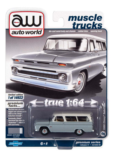 Aw 1:64 1966 Chevy Suburban Gris Carroza 