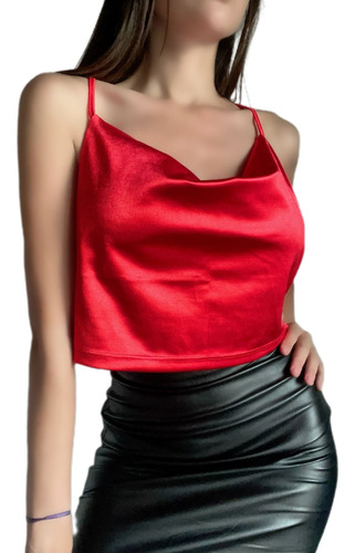 Remera Musculosa Saten Buche Moda Mujer