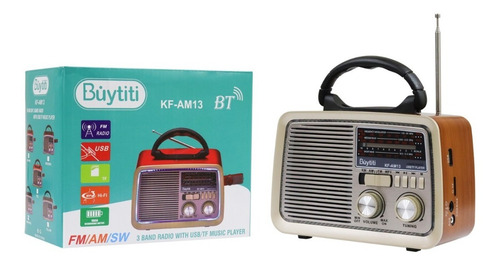Imagen 9 de 10 de Bocina Portatil Radio Am Fm Usb Tf Aux Vintage Recargable